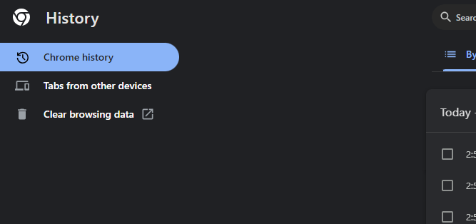 screenshot of history screen within google chrome