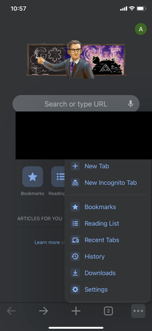 screenshot of the settings menu within google chrome for ios