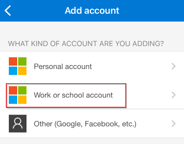 Account type menu where account types can be designated