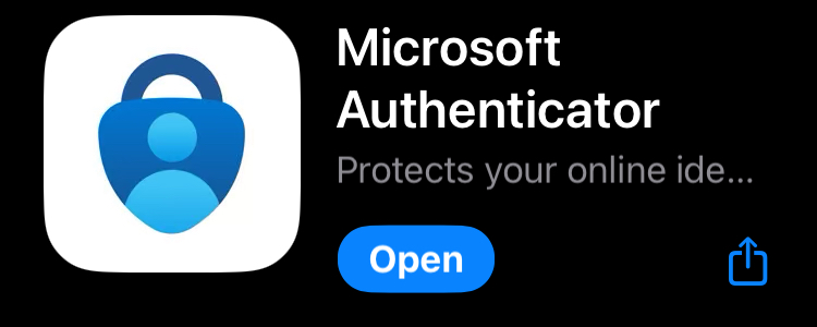 The Microsoft Authenticator logo to provide assistance with finding the correct app