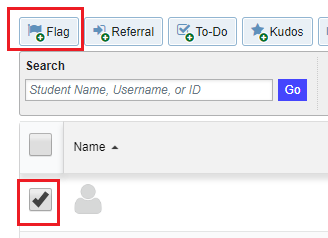 Button to add a flag to a selected student