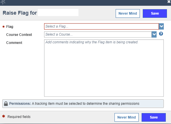 Window option to select reason for flag on student