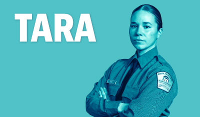 How Do You Montco - Tara Image of Tara with her arms crossed in her Police Academy uniform