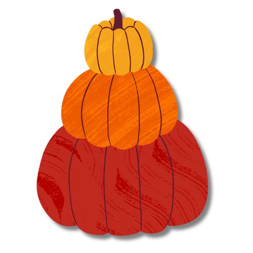 Graphic design of three pumpkins stacked on each other