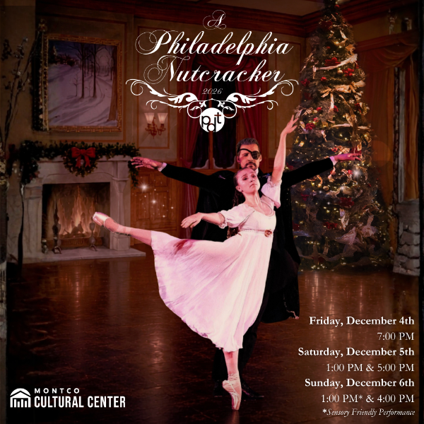 Two Nutcracker dancers in front of Christmas tree and fireplace set.