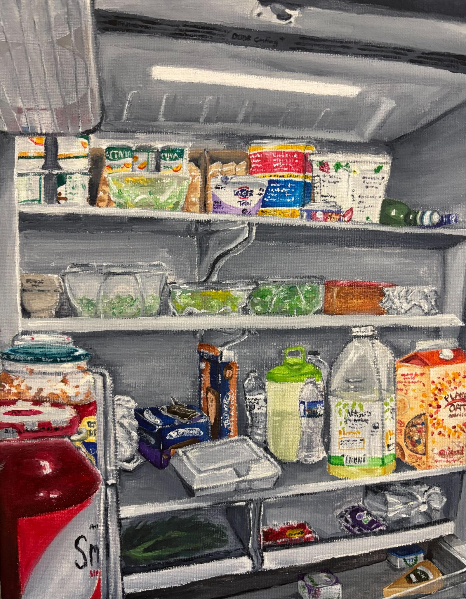 Artwork of a stocked fridge from the 13th Annual Tri-County High School Art Exhibition