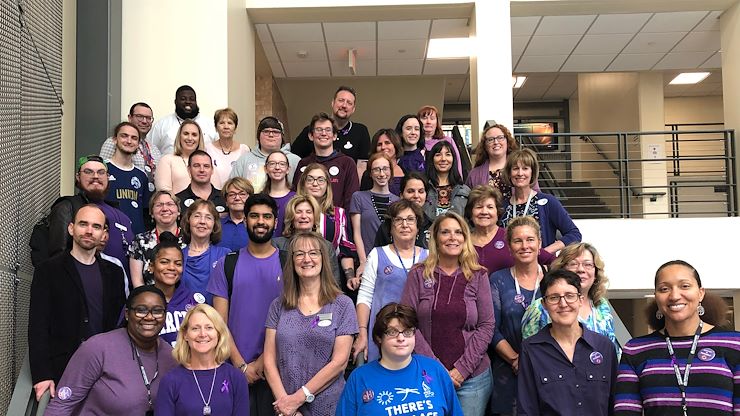 Montgomery County Community College employees and students wore purple and "Recovery is Possible" buttons on "Go Purple!" day to spread awareness about recovery.