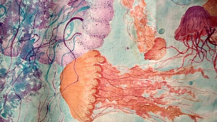 Rowan Blankemeyer, Flowing Fauna, dye on fiber, Upper Dublin High School