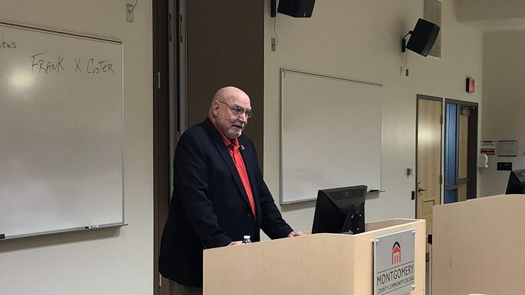 Frank Custer shared his observations of the media industry with the MCCC community. Photo by Matthew Moorhead.