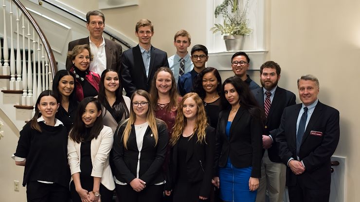 Kenneth D. Baker, CEO of NewAge Industries, and his wife, Valerie Baker (top left), stand with some of the students at Montgomery County Community College who have received scholarships funded by the Bakers through the KVB Foundation Scholarship Fund they established. Nick Seiberlich, who was an engineering student (pictured below), was one of the scholarship recipients and now works for NewAge Industries, which provides hoses for ventilators and other high-demand materials needed to combat COVID-19.