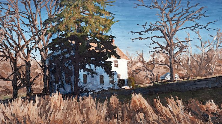 The oil painting, "Twilight Landscape," created by alumnus Jackson Moyer was presented to Dr. Victoria L. Bastecki-Perez for her inauguration. The painting will be displayed in the president's office on the Blue Bell Campus.