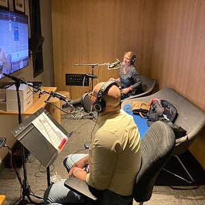 Molly Hafner and Jared Brown in studio.