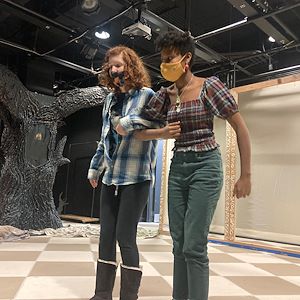 "Orlando" cast members Diomira Keane and Marlena Ashanti rehearse a scene.