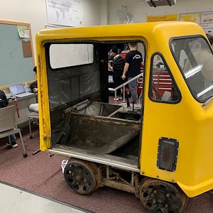 Rail speeder in the workshop.