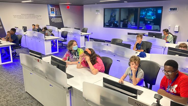 Campers attending Janet's Planet Astronaut Academy this summer got a sneak peek at the Challenger Learning Center at Montco Pottstown. Photo by Eric Devlin.