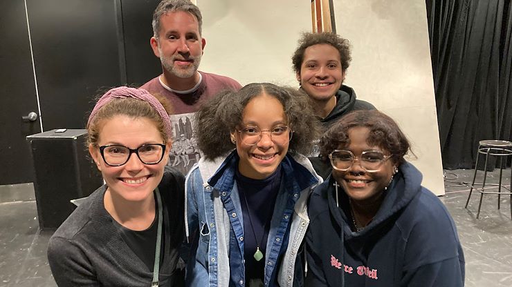 Montgomery County Community College members of the “A Midsummer Night’s Dream” production include front row, from left to right, Jessica DalCanton, instructor, and Tiarah McGill and Finn Irvin, students. Back row from left to right is Tim Gallagher, Assistant Professor and Theatre Arts Coordinator, and Jordan Hamim, student. Photo by Eric Devlin