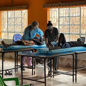 Dental patient on a table in Kenya