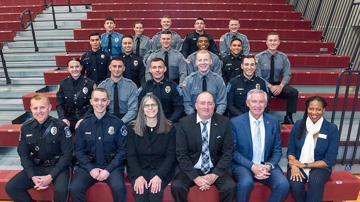 The Montgomery County Community College Municipal Police Academy Class 2302 graduated 18 cadets during a ceremony in the College’s Health Sciences Center gymnasium Wednesday, Dec. 13. Photos by Linda Johnson.