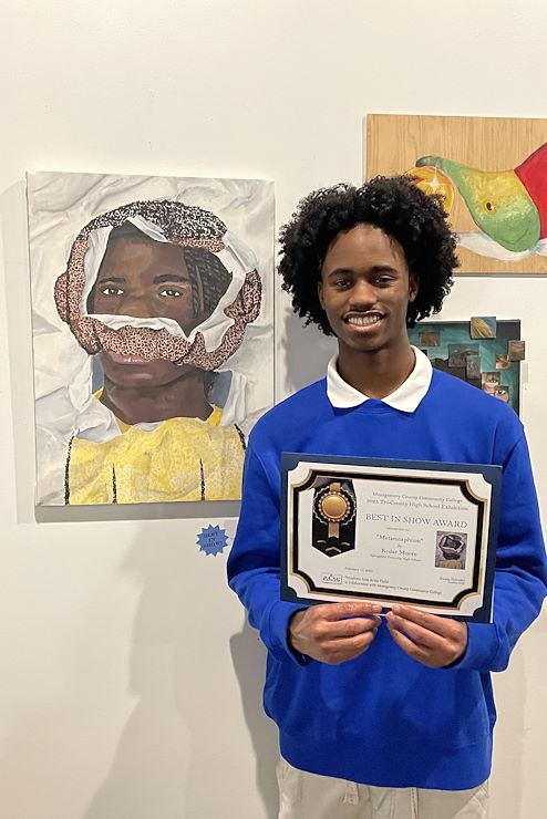 The Best in Show award went to Kedar Moore from Springfield Area High School for the mixed media piece Metamorphasim. Photo by Natalie Bozzini