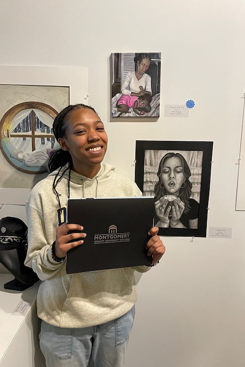 Soleil Scruggs from Pottsgrove High School won an award for her piece Sharing it With You. Photo by Diane VanDyke