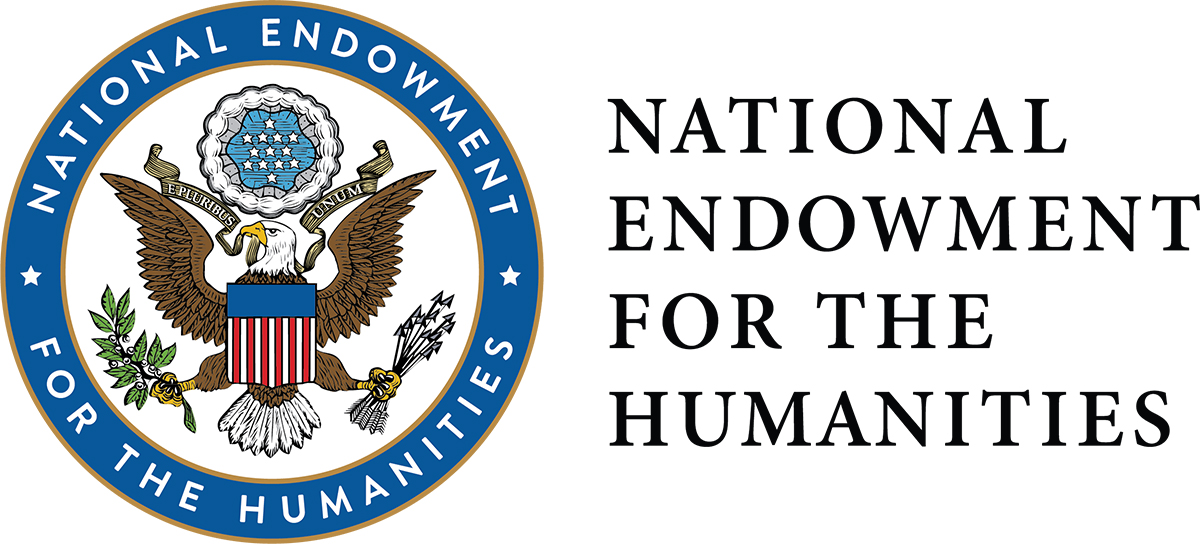 Logo for the National Endowment for the Humanities featuring an eagle holding arros and olive branches in each talon