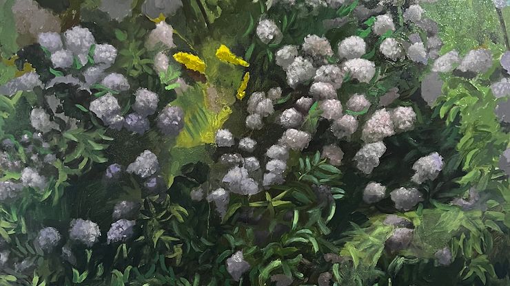 Zvezdana Stojmirovic (aka. Ana Stoy) with “Tender Days (Zehr Fields)” from the “Renewal” series. The art exhibition “Renewal: Zvezdana Stojmirovic (aka Ana Stoy)” will be on display Jan. 20-March 5 in the Montco Cultural Center Theater Gallery at Montgomery County Community College in the Science Center building of the Blue Bell Campus. Photo by Patrick Rodgers