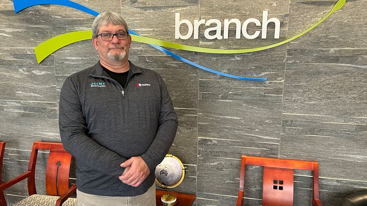 Branch Medical Group Production Manager Brad Bouchard at the manufacturing facility in Royersford. Montgomery County Community College's Workforce Development team collaborates with Bouchard and Branch Medical through MCCC's Machinist-CNC Operator certificate program to train the next generation of operators and prepare them for entry in the workforce. Photo by Eric Devlin