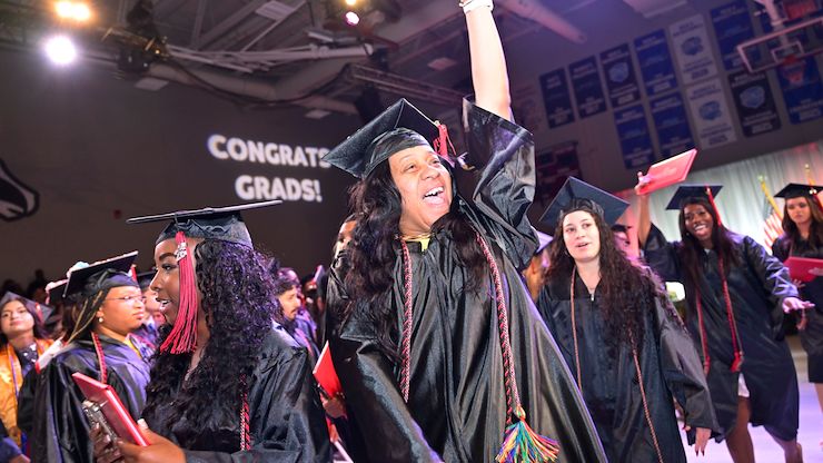 Montgomery County Community College graduates were all smiling during the 59th Commencement ceremonies on the Blue Bell Campus May 14. MCCC celebrated its 1,423 graduates over three ceremonies. Photo by Dave DeBalko
