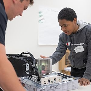 student building computer