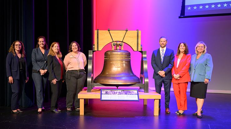 Montgomery County Community College hosted a Constitution Day event discussing the 19th Amendment and the Justice Bell on the Blue Bell Campus. The College recently received the Highly Established Action Plan seal from ALL IN Campus Democracy Challenge for the 2026 election cycle for its plan to promote civic engagement. Photo by Linda Johnson