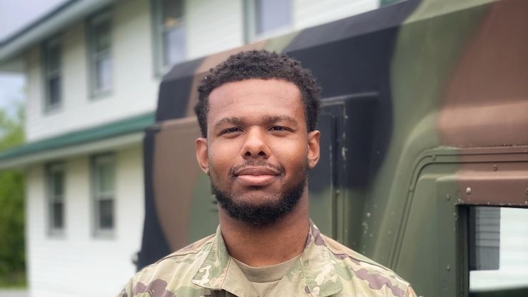 United States Army National Guard Sgt. Ashon Calhoun is a 2022 MCCC alumnus. He recently completed his bachelor's degree from Penn State Harrisburg and was named student speaker. Photo by Maj. Travis Mueller