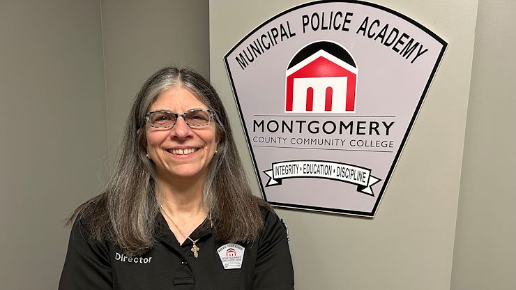 Georgette Hill, Municipal Police Academy Director, began her time at Montgomery County Community College as a Criminal Justice student in 1984 and later completed the Municipal Policy Academy in 1993. She was a Whitpain Police officer for 26 years and has worked in the academy for 16 years. Photos by Eric Devlin