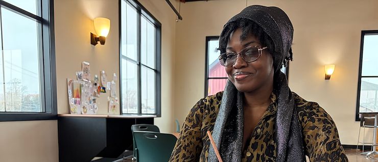 Angelina Ventura Angelina Ventura in the Fine Arts Center loft with her sketchbook.